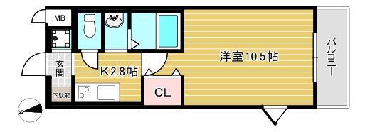 ヴェールメゾン(1K/3階)の間取り写真