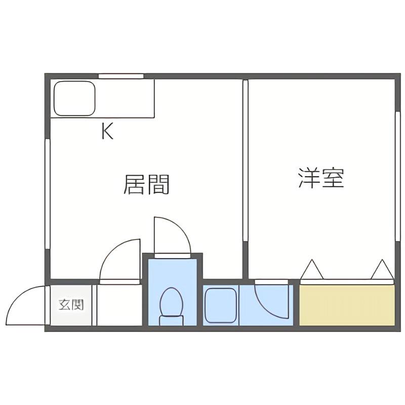 プライマリハウス(1DK/2階)の間取り写真