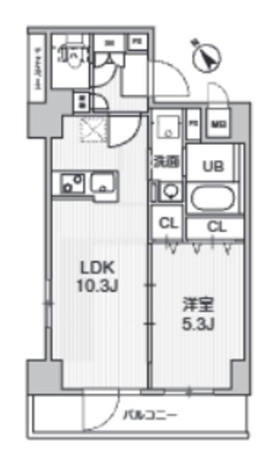 S-RESIDENCE目黒大岡山BRESA(1LDK/3階)の間取り写真
