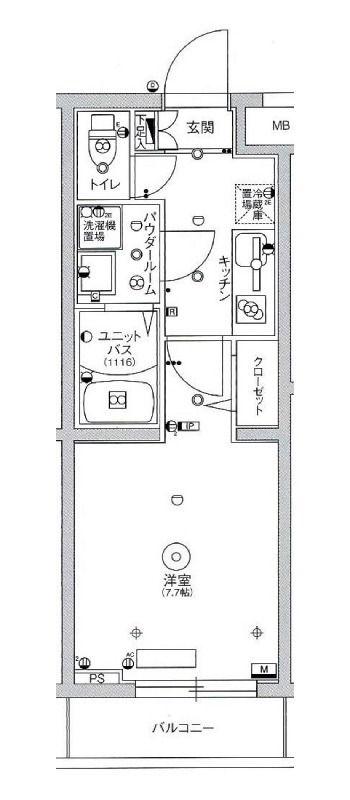 スカイコートパレス駒沢大学II(1K/4階)の間取り写真