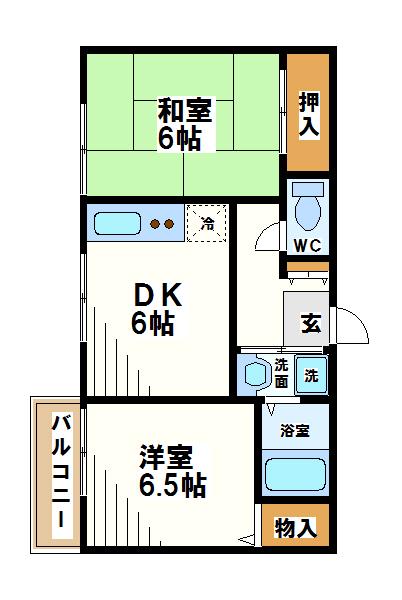 アネックス・カズ(2DK/2階)の間取り写真