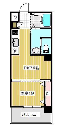 POTHOS呉三条(1DK/7階)の間取り写真