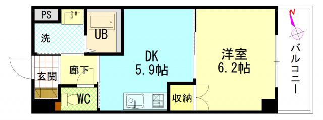 グローリ(1DK/4階)の間取り写真