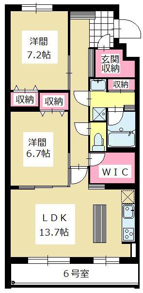 ＪＲ東海道本線 浜松駅 バス乗車時間：6分 最寄りバス停で下車 徒歩5分 5階建 築8年(2LDK/5階)の間取り写真
