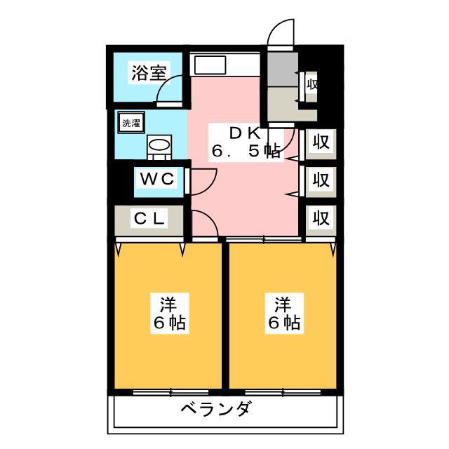 領家コープマンション(2DK/6階)の間取り写真