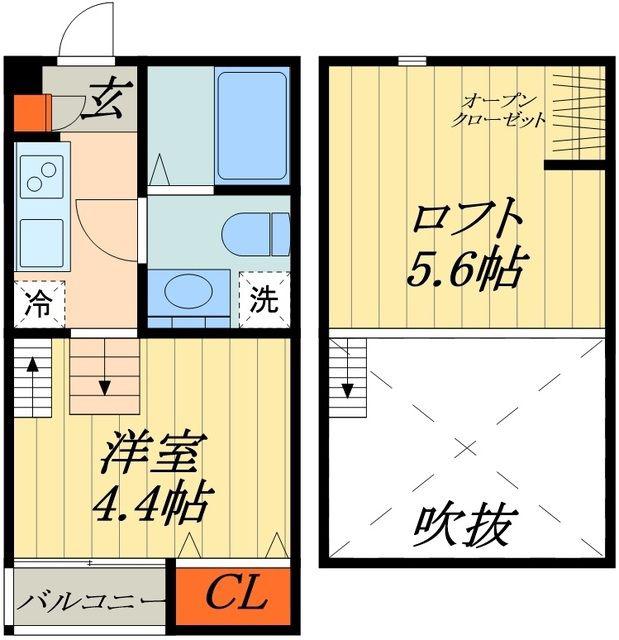 ALBA上木崎(1K/2階)の間取り写真