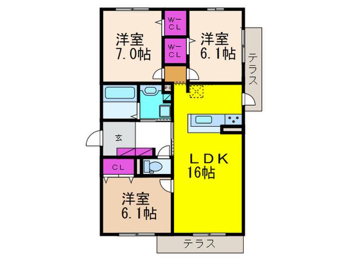 ベルセレッソ・古曽部(3LDK/1階)の間取り写真
