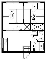 第2和田コーポ(2DK/1階)の間取り写真