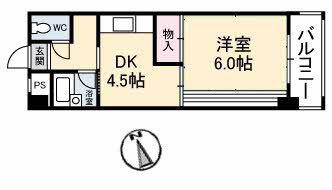 メゾンブランシュ(1DK/4階)の間取り写真