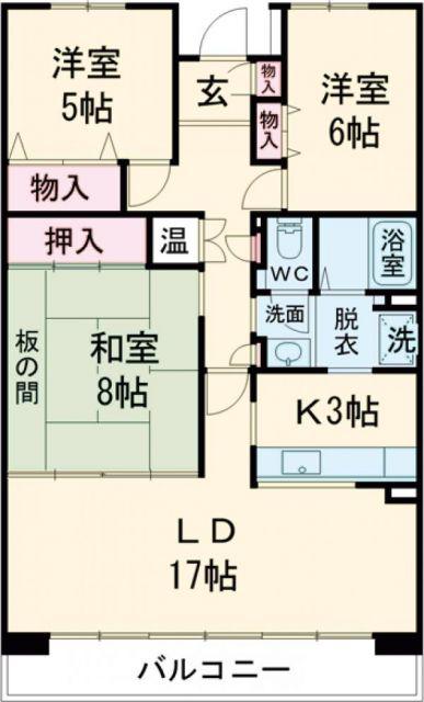 ダイヤカルム A棟(3LDK/2階)の間取り写真