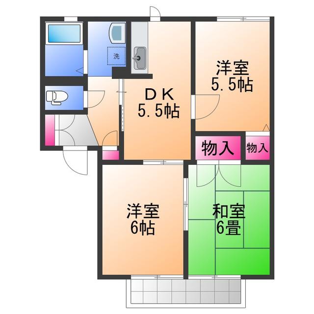 サンプレイス貝塚A棟(3DK/1階)の間取り写真