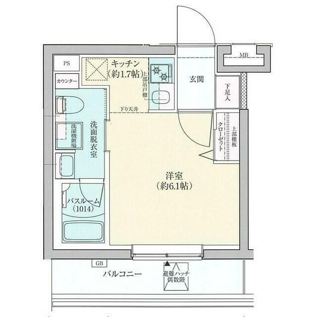 ロアール横浜十日市場(1K/4階)の間取り写真