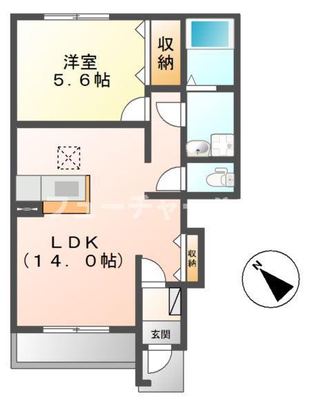 ラウレアオハナ(1LDK/1階)の間取り写真