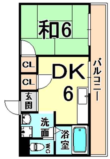 ハイツルミナール立花(1DK/3階)の間取り写真
