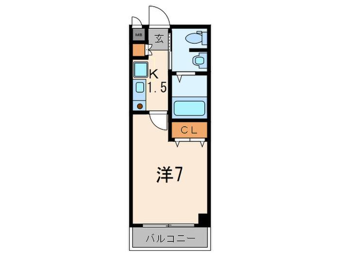 エスクイーナ西宮北口(1K/3階)の間取り写真