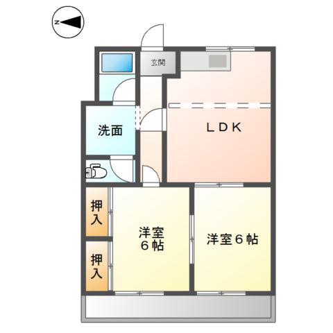 Jハピネス(2LDK/2階)の間取り写真