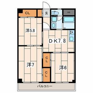 PEAR PARK(3DK/1階)の間取り写真