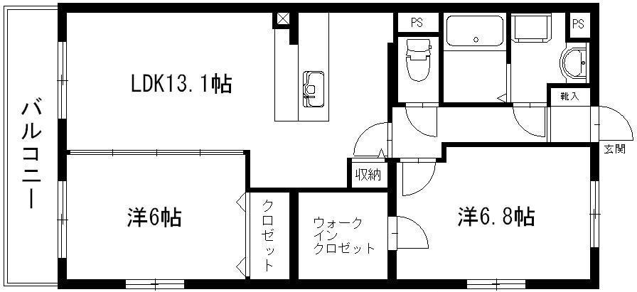 クレイドルステージ初生(2LDK/4階)の間取り写真