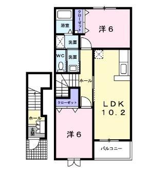 アルモニー(2LDK/2階)の間取り写真