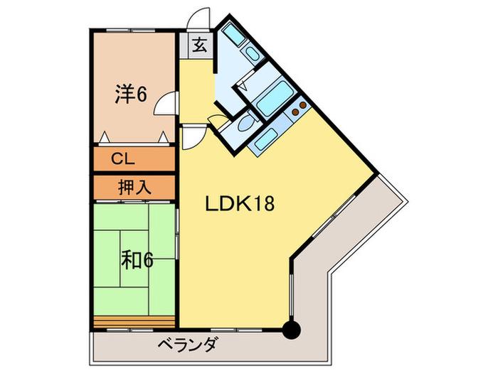 ルーラル・シィーン(2LDK/2階)の間取り写真
