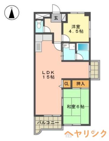 ラフォーレ末広(2LDK/2階)の間取り写真