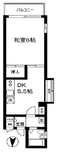 日立高円寺ビル(1DK/3階)の間取り写真