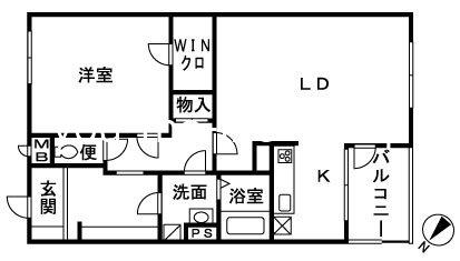 シーベルズ(1LDK/4階)の間取り写真