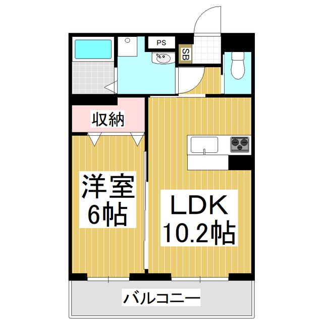 コンフォーティア塩尻(1LDK/5階)の間取り写真