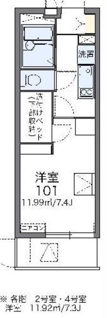 レオパレスエクセルハイムIII(1K/2階)の間取り写真