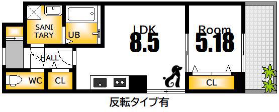 TERRACE TOKAICHI(1LDK/3階)の間取り写真