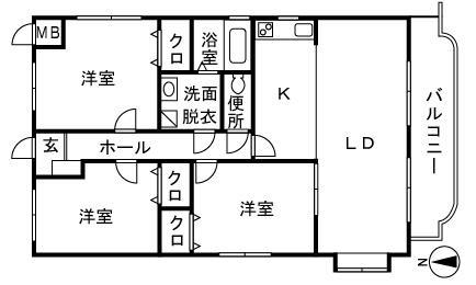 サザンコースト(3LDK/1階)の間取り写真