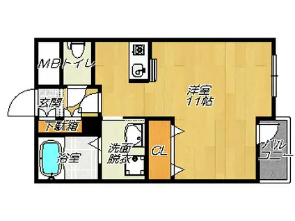 ゴールドクレスト(ワンルーム/2階)の間取り写真