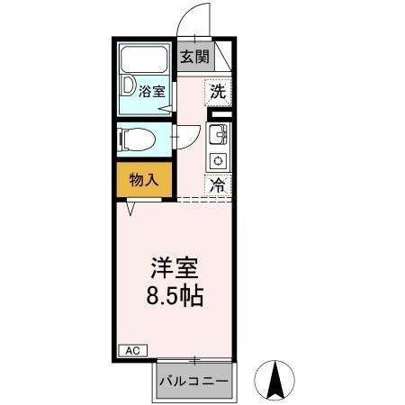 グリーンハピネス(ワンルーム/2階)の間取り写真