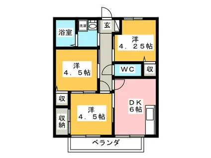 則竹ハイツ(3DK/1階)の間取り写真