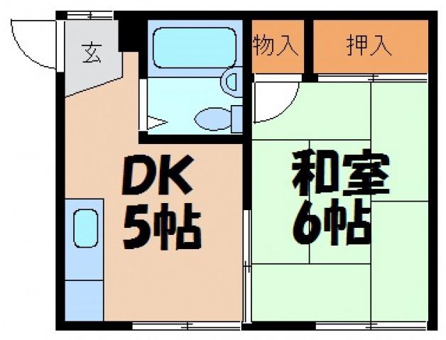 ハイツLA(1DK/2階)の間取り写真