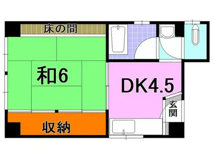 OKマンション(1DK/4階)の間取り写真