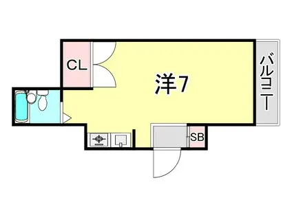 シャトレー夙川(ワンルーム/3階)の間取り写真