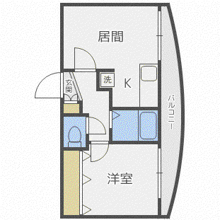 ヴィレッジ円山(1LDK/4階)の間取り写真