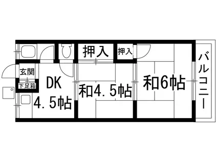 松ヶ丘ハイツ(2DK/1階)の間取り写真