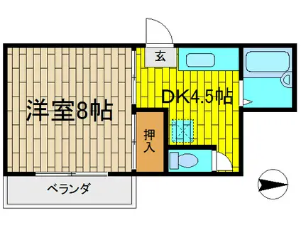ほんだハイツクレストエム(1K/1階)の間取り写真