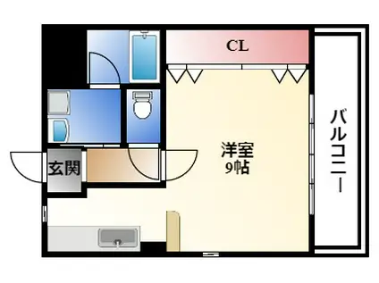 ミラシオン古渡(1K/1階)の間取り写真