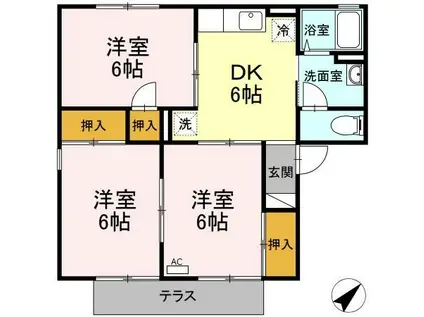 セジュールHAYASHI E棟(3DK/1階)の間取り写真