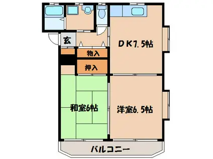 ピアパーク・ジュンナ(2DK/1階)の間取り写真