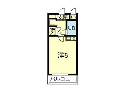 平成マンション(ワンルーム/2階)の間取り写真