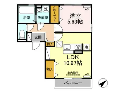 ハピネスアイワ大塚(1LDK/1階)の間取り写真