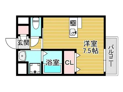 REVITA KYOBASHI(ワンルーム/2階)の間取り写真