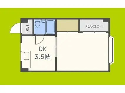 関西ドリームハイツII(1DK/1階)の間取り写真