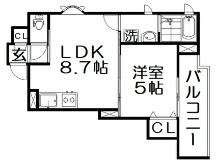 クリエオーレ長尾元町(1LDK/3階)の間取り写真
