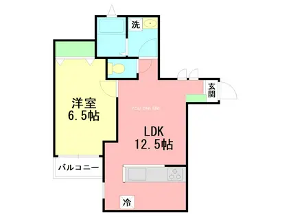 ザ・プレイス和田塚(1LDK/1階)の間取り写真