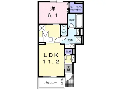 レジデンス西富士宮(1LDK/1階)の間取り写真